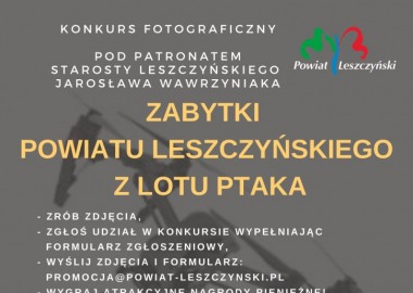 Konkurs fotograficzny "Zabytki Powiatu Leszczyńskiego z lotu ptaka"